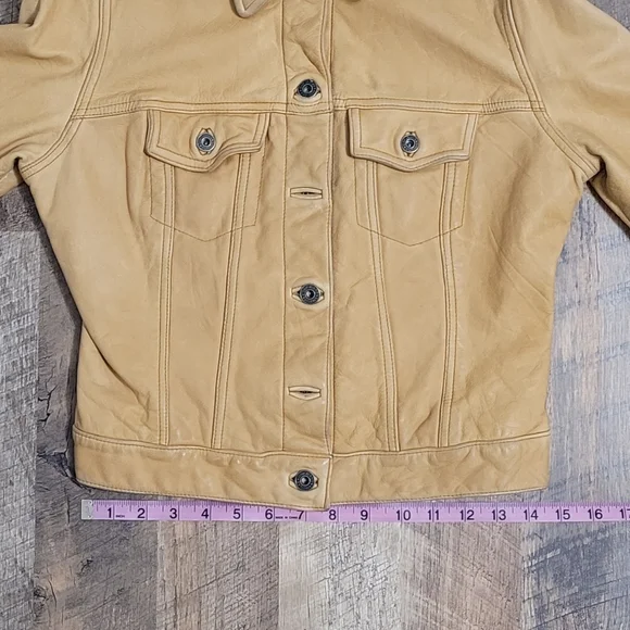 Spring 2026 Trend Vinatge GAP Tan Leather Jacket - Picture 4 of 16